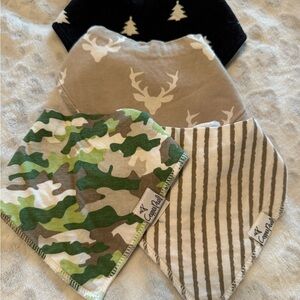 Neutral Camo & Stripe Baby Bandana Bibs - 4 Pack (copper pearl)